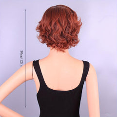Short Curly Bob Cut Wig Synthetic Wig Reddish Brown Ginger Orange Wig
