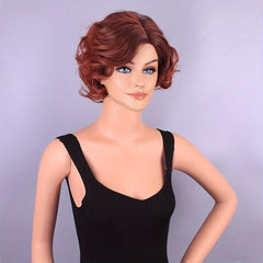 Short Curly Bob Cut Wig Synthetic Wig Reddish Brown Ginger Orange Wig