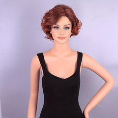 Short Curly Bob Cut Wig Synthetic Wig Reddish Brown Ginger Orange Wig