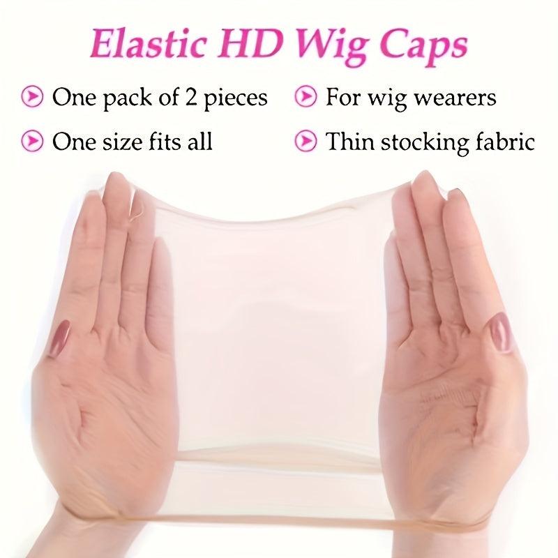 2 PCS HD Invisible Wig Caps High Elasticity Soft Breathable Nylon Caps