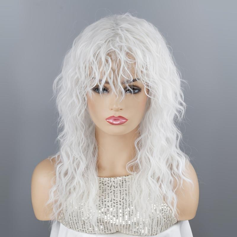 Long Curly Wigs with Bangs for Women