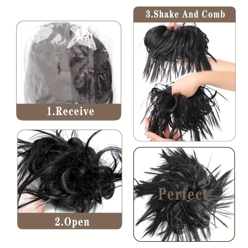 Messy Bun Hair Pieces Extensions Curly Wave Synthetic Chignon Hairpiece