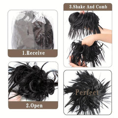 Messy Bun Hair Pieces Extensions Curly Wave Synthetic Chignon Hairpiece