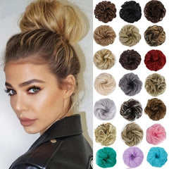 Messy Bun Hair Pieces Extensions Curly Wave Synthetic Chignon Hairpiece