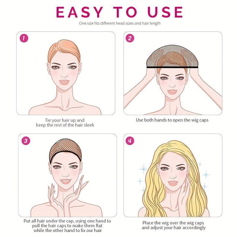 4Pcs Long Wig Caps Open End Mesh Net Liner Weaving Cap for Women