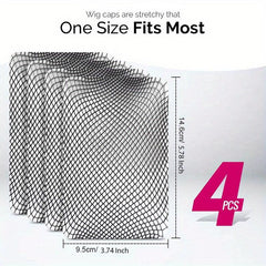 4Pcs Long Wig Caps Open End Mesh Net Liner Weaving Cap for Women