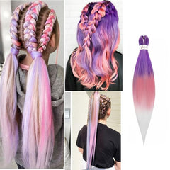 1Pcs Ombre Pre Stretched Braiding Hair Ponytail Extensions