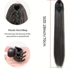 12 Cm Long Claw Clip In Ponytail Extensions Straight Synthetic Fiber Hair