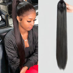 12 Cm Long Claw Clip In Ponytail Extensions Straight Synthetic Fiber Hair