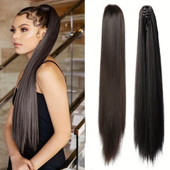 12 Cm Long Claw Clip In Ponytail Extensions Straight Synthetic Fiber Hair