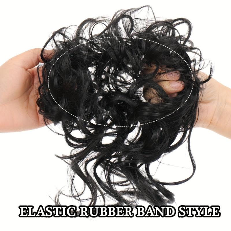 Synthetic Hair Bun Chignon With Tassels Elastic Scrunchy