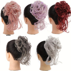 Synthetic Hair Bun Chignon With Tassels Elastic Scrunchy