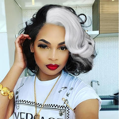 Short Big Curly Wavy Layered Wigs Side Part Curly Bob Synthetic Wig For Women
