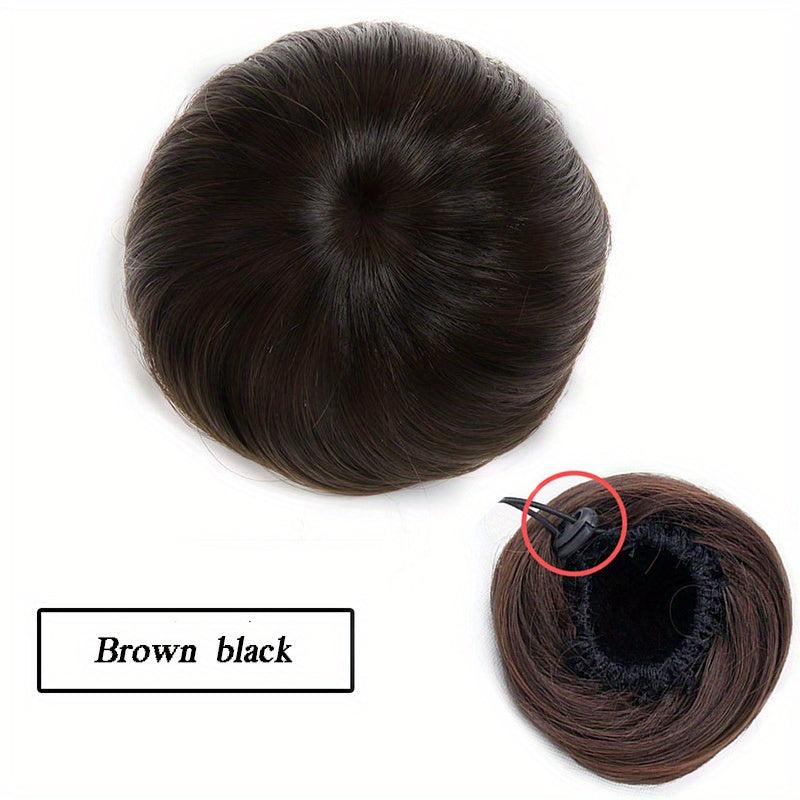 Hair Bun Updo Pull Rope Ball Head Button Type Straight Hair Bag