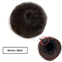 Hair Bun Updo Pull Rope Ball Head Button Type Straight Hair Bag