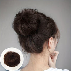 Hair Bun Updo Pull Rope Ball Head Button Type Straight Hair Bag