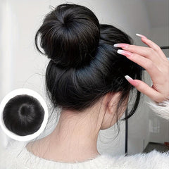 Hair Bun Updo Pull Rope Ball Head Button Type Straight Hair Bag