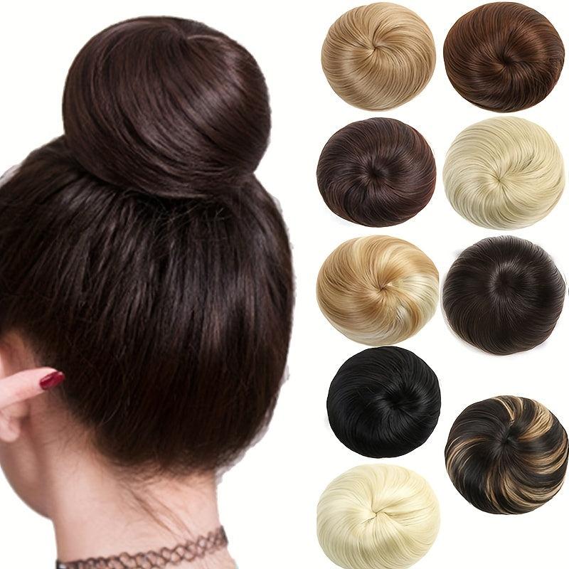 Hair Bun Updo Pull Rope Ball Head Button Type Straight Hair Bag
