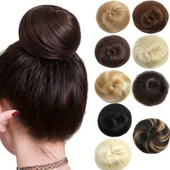 Hair Bun Updo Pull Rope Ball Head Button Type Straight Hair Bag
