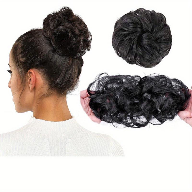 Messy Bun Hairpiece Curly Wavy Synthetic Extension Clip In Ponytail Hairpieces