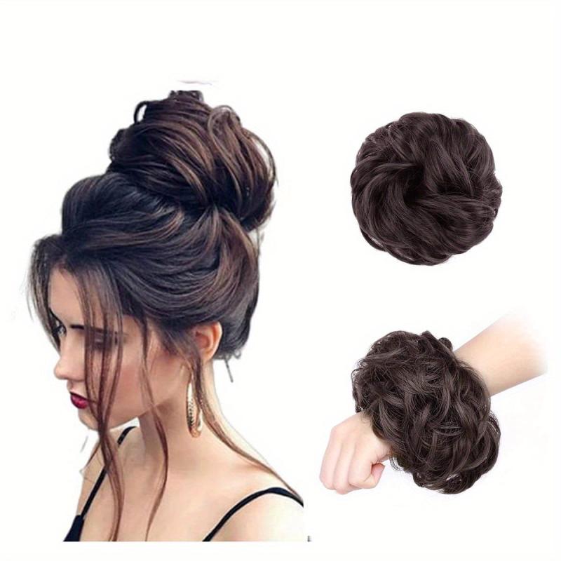 Messy Bun Hairpiece Curly Wavy Synthetic Extension Clip In Ponytail Hairpieces