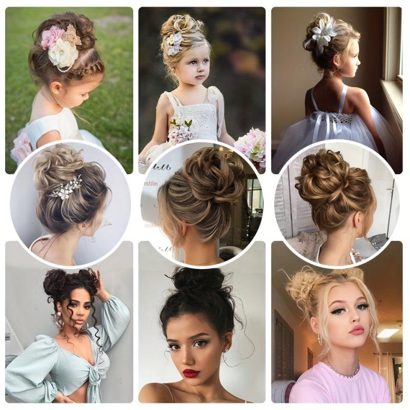 Messy Bun Hairpiece Curly Wavy Synthetic Extension Clip In Ponytail Hairpieces