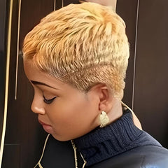 180 Density Pixie Cut Wig Short Straight Human Hair Female Wig 10-16cm Long