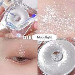 Shimmery Eyeshadow & Highlighter Compact - Glitter Sequins Texture