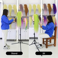 Foldable Adjustable Metal Mannequin Head Stand for Wig Training