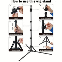 Foldable Adjustable Metal Mannequin Head Stand for Wig Training