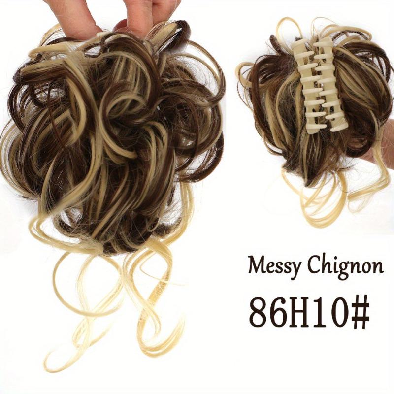 Messy Hair Bun Chignons Synthetic Fiber Curly Wavy Hair Extensions