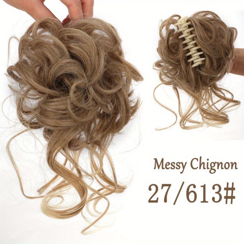 Messy Hair Bun Chignons Synthetic Fiber Curly Wavy Hair Extensions