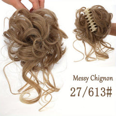 Messy Hair Bun Chignons Synthetic Fiber Curly Wavy Hair Extensions