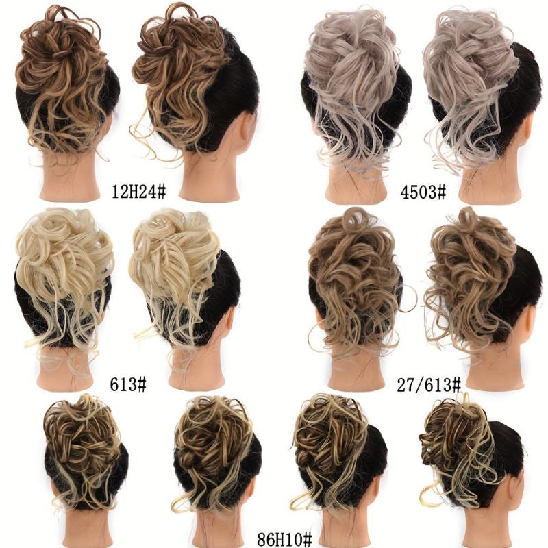Messy Hair Bun Chignons Synthetic Fiber Curly Wavy Hair Extensions