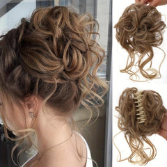 Messy Hair Bun Chignons Synthetic Fiber Curly Wavy Hair Extensions