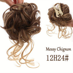 Messy Hair Bun Chignons Synthetic Fiber Curly Wavy Hair Extensions