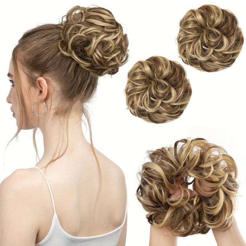 Messy Hair Bun Curly Wavy Hair Piece Updo Hair Extensions