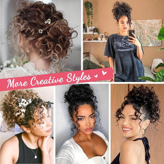 Messy Hair Bun Drawstring Ponytail Extension Loose Wavy Curly Updo
