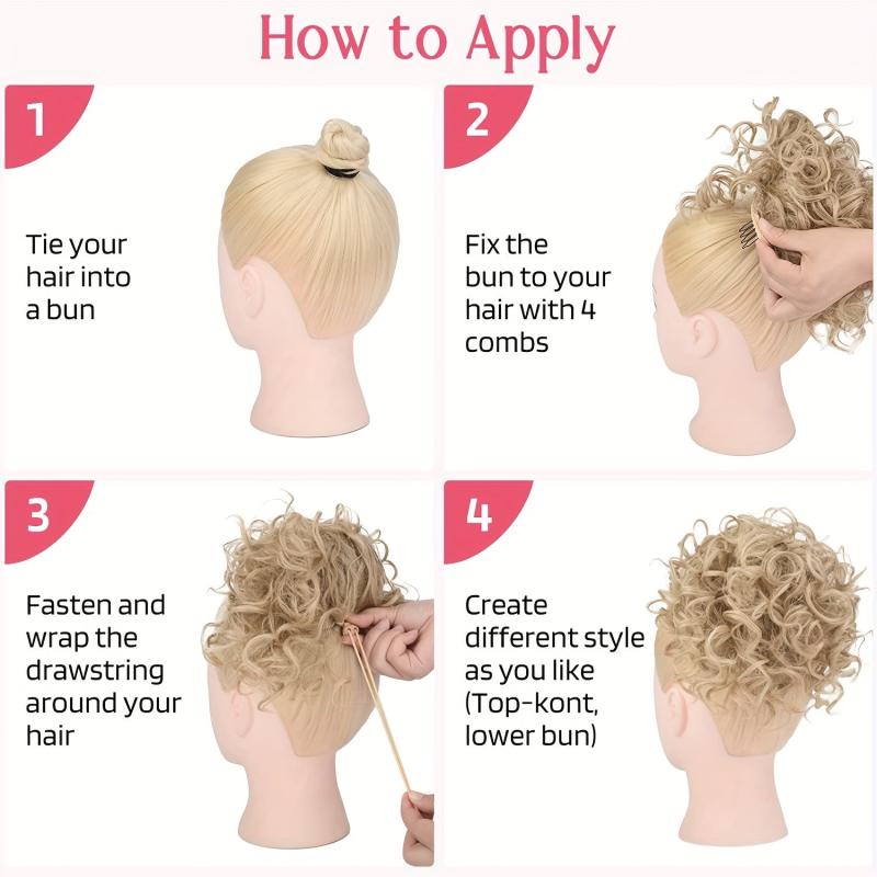Messy Hair Bun Drawstring Ponytail Extension Loose Wavy Curly Updo