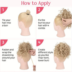 Messy Hair Bun Drawstring Ponytail Extension Loose Wavy Curly Updo