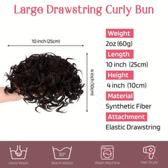 Messy Hair Bun Drawstring Ponytail Extension Loose Wavy Curly Updo