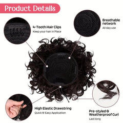 Messy Hair Bun Drawstring Ponytail Extension Loose Wavy Curly Updo