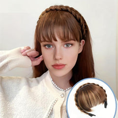 Twist Braid Headband with Fringe Bangs Hair Hoop for Women