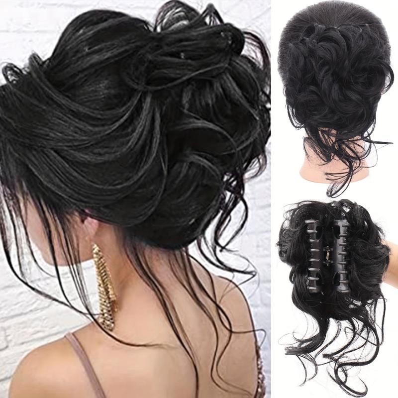 Messy Bun Wavy Hair Scrunchies Extensions Claw Clip In Hair Bun Chignons