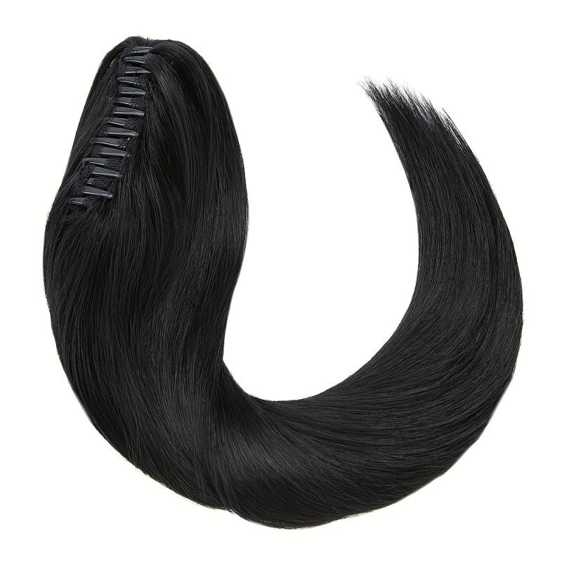 Long Straight Ponytail Hair Extensions Real Human Hair Claw Clip In
