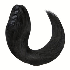 Long Straight Ponytail Hair Extensions Real Human Hair Claw Clip In
