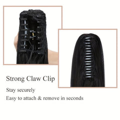 Long Straight Ponytail Hair Extensions Real Human Hair Claw Clip In