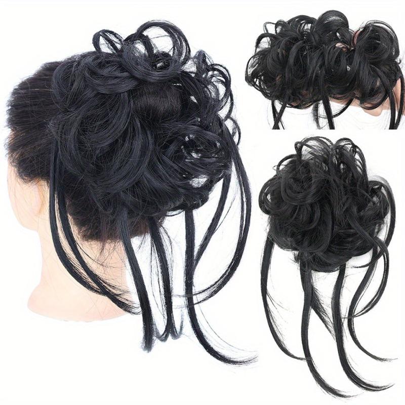 Tousled Updo Messy Hair Bun Curly Wavy Hair Piece Hair Extensions