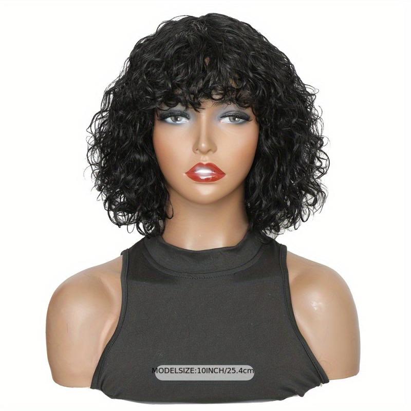 Short Water Wave Bob Cut Wig Natural Brown Human Hair Wig