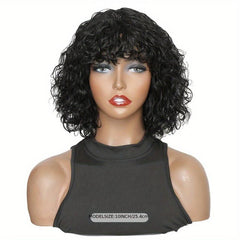 Short Water Wave Bob Cut Wig Natural Brown Human Hair Wig